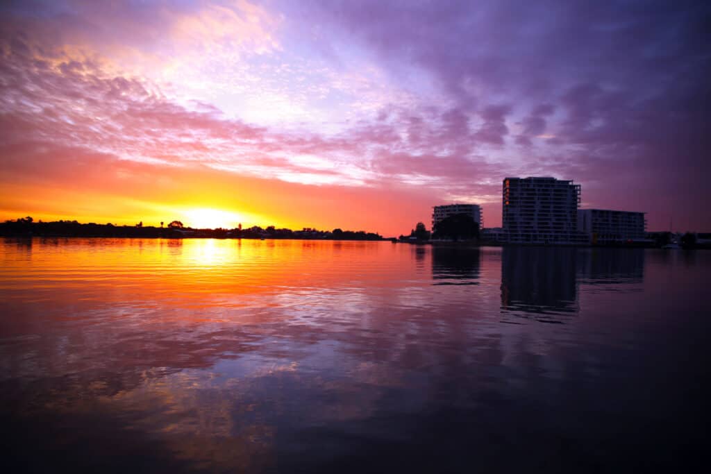 Mandjar Bay Orange and purple sunset